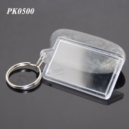 keychain acrilico all'ingrosso di plastica in bianco a forma di rettangolo promozionale economico poco costoso