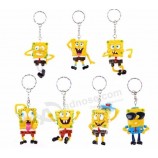 Factory customized plastic 3D cheap keychains in bulk, sponge bob shape