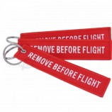 quitar antes del vuelo chaveiro bordado etiqueta roja clave