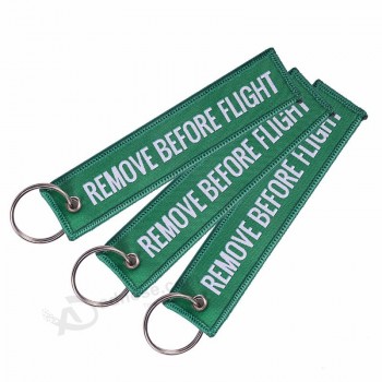 Doreen boîte retirer avant le vol mode Tags Porte-clés Rectangle Polyester Broderie Message Multi Couleur