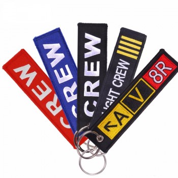 Mode Porte-clés llaveros Bagages Tag Broderie Crew Porte-clés