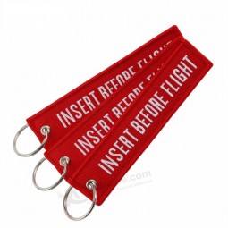 Keychain for Motorcycles OEM Key Chains Red Embroidery Key Fobs INSERT BEFORE FLIGHT  Key Chain Tags