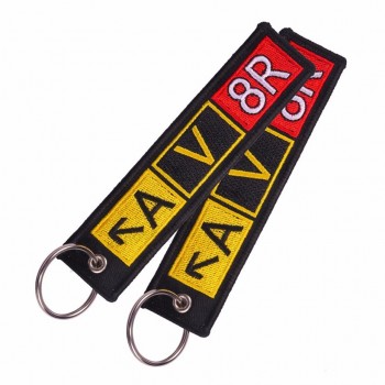 Supprimer Avant le Vol Broderie Porte-clés Aéroport Taxiway Porte-clés AV8R Bagages Tag Porte-clés Protecteur Rayures Llaveros