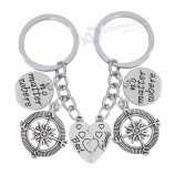 2 teile / satz beste freunde schlüsselanhänger vintage egal wo kompass anhänger keychain BFF fern freundschaft schlüsselanhänger chaveiro