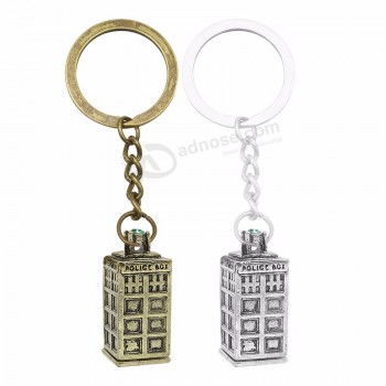 2019 Vintage Dr. Mysterious Porte-clés Doctor Who Tardis Cabine Téléphonique Porte-clés Police Box Maison Porte-clés Bague Film Bijoux