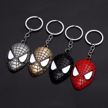 Hot metal marvel avengers spiderman mask keychain figura dos desenhos animados superhero spider man pingente chaveiro chaveiro presente bugiganga