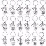Liebe Herz Apfel Lineal ABC Buch Charms Schlüsselbund Lehrer Schlüsselanhänger Schmuck Lehrer Tag Geschenke für Lehrer Schlüsselanhänger Ringe Halter