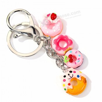 1 PC resina donut chaveiro flatback resina pingente encantos resina chaveiro para mulher jóias