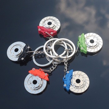 Autowiel sleutelhanger Sleutelhanger ring legering met remschijven auto-onderdeel model Autosleutelring turbo sleutelhanger remflensrem Pad remblok