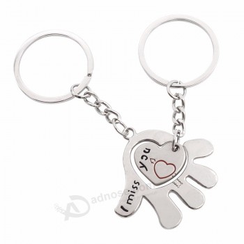 2019 Mode Sculpté Je Te Manque Couple Porte-clés Coeur Amour En Main Porte-clés Porte-clés Anneau Pour Les Amoureux Main Porte-Clés Chaveiro