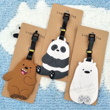 schattige cartoon draagt ​​beer bagage Tag silicagel koffer ID adres houder label