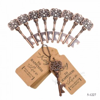 Abrebotellas de vino con forma de llave de bronce favores de la boda Abrebotellas clave decoración rústica con tarjeta de etiqueta de acompañante DIY