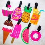 Wholesale Factory Price Amazon Custom pineapple funny airplane silicone travel rubber soft pvc luggage tag for bag