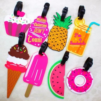 Wholesale Factory Price Amazon Custom pineapple funny airplane silicone travel rubber soft pvc luggage tag for bag