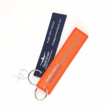 Promotionnel en gros personnalisé double face broderie tissu porte-clés / porte-clés / porte-clés