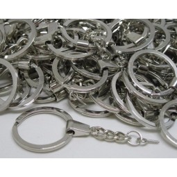 Porte-clés en métal avec anneau plat fendu et chaîne en métal avec vis (KRC09) Porte-clés écologique de haute qualité