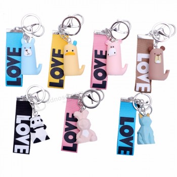 Mode Personnalisé 3D Dessin Animé Logo Porte-clés Porte-clés en caoutchouc PVC souple pour cadeau de promotion