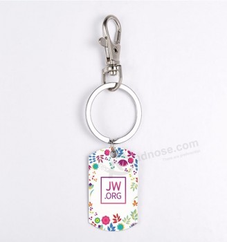 2019 Nouveau carré Tags Pendentif Porte-clés Métal JW Org Porte-clés Impression en acier inoxydable Photo Porte-clés