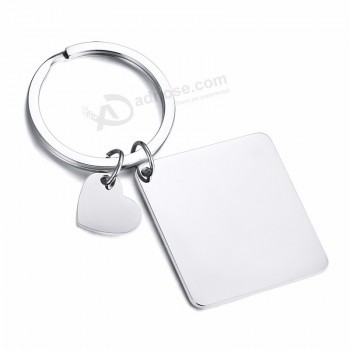 2019 사용자 정의 로고 사진 하트 모양의 액세서리 직사각형 열쇠 고리 스테인레스 스틸 열쇠 고리 가족 선물