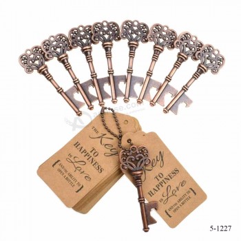 Abrebotellas de vino con forma de llave de bronce favores de la boda Abrebotellas clave decoración rústica con tarjeta de etiqueta de acompañante DIY