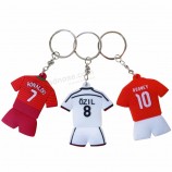 Cheapest Promotional Custom Football Team Soft Pvc Rubber Keychain Embossed Key Ring