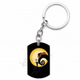 Etiquetas de perro de acero inoxidable personalizadas llavero colgante calaveras de calabaza de halloween Llavero para regalo