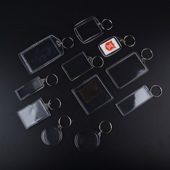 anello portachiavi in ​​acrilico foto promozionale in plastica bianca