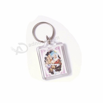 promotional starwood#9009 23*34mm rectangle crystal clear acrylic photo frame keychain snap lid picture key ring promotional tag