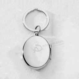 Personality custom Oval Locket Keychain silver floating photo jewelry locket key tag engraved initail or name key chain