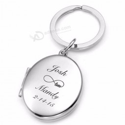 Personnalité personnalisé ovale médaillon porte-clés argent flottant photo bijoux médaillon porte-clés gravé initail ou nom porte-clés