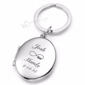 Personnalité personnalisé ovale médaillon porte-clés argent flottant photo bijoux médaillon porte-clés gravé initail ou nom porte-clés