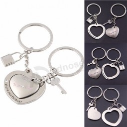 1Pair Hot Seller Lovers Heart Lock Key Chains Keyring Keyfob Valentine Couple Gift Purses Handbags Wholesale