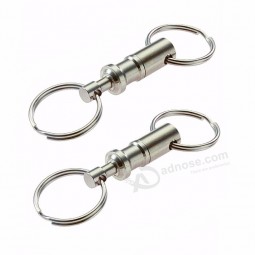 1 pcs Dual Detachable Key Chain Snap Lock Holder Steel Chrome Plated Pull-Apart Key Rings Removable Keyring Keychain