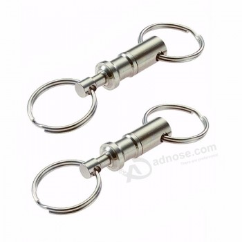 1 pcs double détachable porte-clés Snap Lock Holder en acier chromé plaqué Pull-Apart porte-clés porte-clés amovible porte-clés