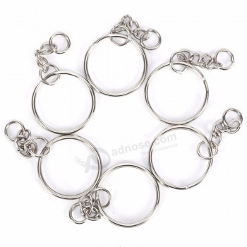 50 piezas de plata pulida llavero llavero anillo dividido con cadena corta Llaveros mujeres Hombres DIY llavero accesorio 25mm / 30mm