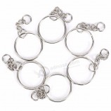 50 pcs polido cor prata chaveiro chaveiro anel de divisão com corrente curta chave anéis mulheres homens diy chaveiro acessórios 25mm / 30mm