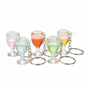 1PC Hot Novelty Lanyard Porte-clés Bijoux Clair Transparent Faux Verre à vin Porte-clés Porte-clés Pour Femmes Cadeau