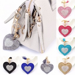 key chain Crystal Heart keychains keyrings women handbag man car key rings charms pendant key accessory 7 Color