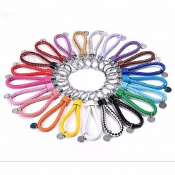 1 stks mode Sleutelhouder gevlochten lederen sleutelhanger Auto auto sleutelhanger vrouwen Tas accessoires 15 kleuren groothandel