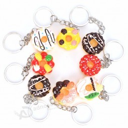 8 Pcs/sets Cute Charming Simulation Food Resin Doughnut Cake Keychain For Women Girls Gifts Car Bags Keyring Hot Sell