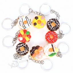 8 Stks / sets leuke charmante simulatie voedsel hars donut cake sleutelhanger Voor vrouwen meisjes geschenken Auto tassen sleutelhanger Hot verkopen