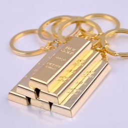 DIY harm Car Keychain Metal Keychain Gift Metal Faux Gold & Silver Bar Keyring Bag