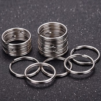 50PCS bricolage poli argent porte-clés anneau fendu porte-clés porte-clés boucle de cerceau