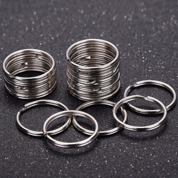 50pcs DIY llavero de plata pulida llavero de anillo dividido Llavero aro de cadena