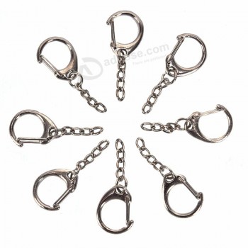 10 piezas DIY llavero de plata pulida llavero anillo dividido cadena corta Llaveros de metal gancho giratorio ganchos joyería que hace piezas