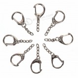 10 stücke DIY poliert silber schlüsselanhänger schlüsselbund split ring kurze kette schlüsselanhänger metall drehverschluss haken schmuck machen teile