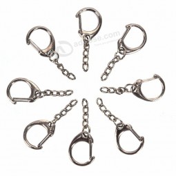 10 stks DIY gepolijst zilveren sleutelhanger sleutelhanger splitring korte ketting Sleutelhangers metalen draaibare sluiting haken sieraden maken van onderdelen