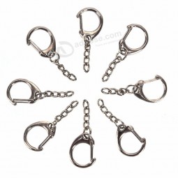 10pcs DIY Polished Silver Keyring Keychain Split Ring Short Chain Key Rings Metal Swivel Clasp Hooks Jewellery Making Parts