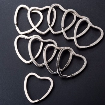 10PCS DIY Heart Metal Key Holder Split Rings Keyring Keychain Hoop Loop