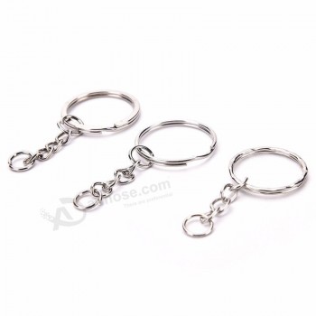 50 stks 25mm gepolijst zilver kleur sleutelhanger sleutelhanger splitring met korte ketting sleutelhangers vrouwen mannen DIY sleutelhangers accessoires